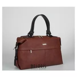 Сумка женская, отдел на молнии, 2 наружных кармана, длинный ремень, цвет коричневый