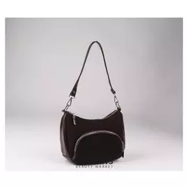 Сумка женская, отдел на молнии, 2 наружных кармана, длинный ремень, цвет коричневый