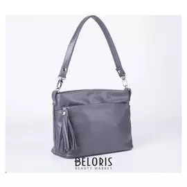 Сумка женская, отдел на молнии, 2 наружных кармана, длинный ремень, цвет серый