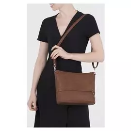 Сумка женская, отдел на молнии, 2 наружных кармана, регулируемый ремень, цвет тёмно-коричневый