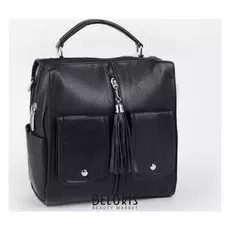 Сумка женская, отдел на молнии, 3 наружных кармана, длинный ремень, цвет чёрный