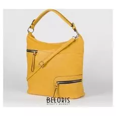 Сумка женская, отдел на молнии, 3 наружных кармана, длинный ремень, цвет жёлтый