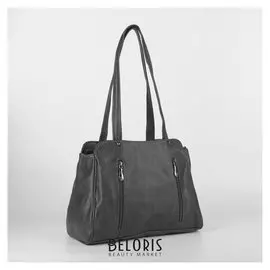 Сумка женская, отдел на молнии, 3 наружных кармана, длинный ремень, цвет серый