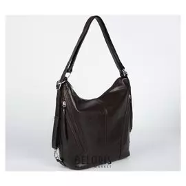 Сумка женская, отдел на молнии, 3 наружных кармана, регулируемый ремень, цвет коричневый