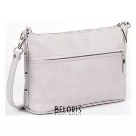 Сумка женская, отдел на молнии, длинный ремень, 2 наружных кармана, цвет серый