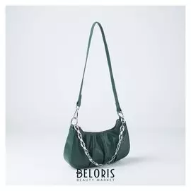 Сумка женская, отдел на молнии, длинный ремень, цвет зелёный
