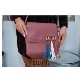 Сумка женская, отдел на молнии, длинный ремень, цвет пудра
