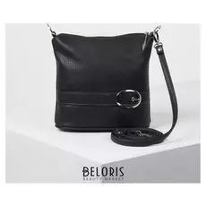 Сумка женская, отдел на молнии, длинный ремень, цвет чёрный