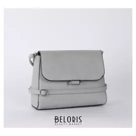 Сумка женская, отдел на молнии, длинный ремень, цвет серый