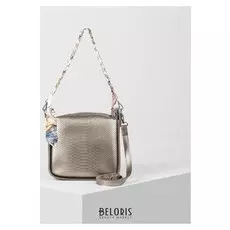 Сумка женская, отдел на молнии, длинный ремень, цвет бронза