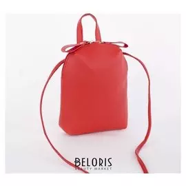 Сумка женская, отдел на молнии, длинный ремень, цвет красный