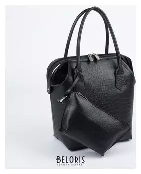 Сумка женская, отдел на молнии, длинный ремень, цвет чёрный