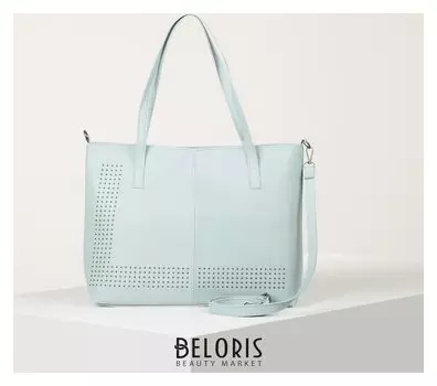 Сумка женская, отдел на молнии, длинный ремень, цвет голубой