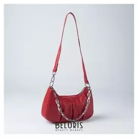 Сумка женская, отдел на молнии, длинный ремень, цвет красный