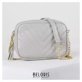 Сумка женская, отдел на молнии, длинный ремень, цвет серый