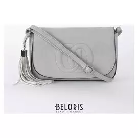 Сумка женская, отдел на молнии, длинный ремень, цвет серый
