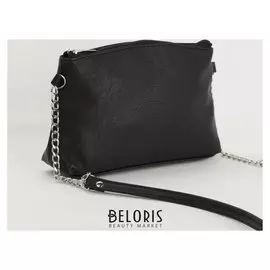 Сумка женская, отдел на молнии, наружный карман, длинный ремень, цвет чёрный