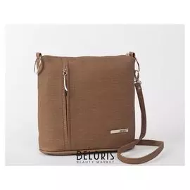 Сумка женская, отдел на молнии, наружный карман, длинный ремень, цвет коричневый