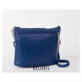 Сумка женская, отдел на молнии, наружный карман, длинный ремень, цвет голубой