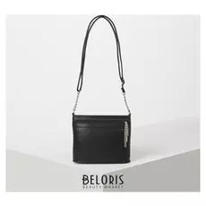 Сумка женская, отдел на молнии, наружный карман, длинный ремень, цвет чёрный