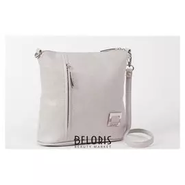 Сумка женская, отдел на молнии, наружный карман, длинный ремень, цвет светло-серый
