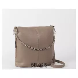 Сумка женская, отдел на молнии, наружный карман, длинный ремень, цвет серый