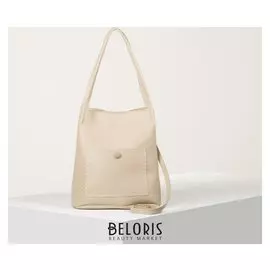 Сумка женская, отдел на молнии, наружный карман, длинный ремень, цвет бежевый