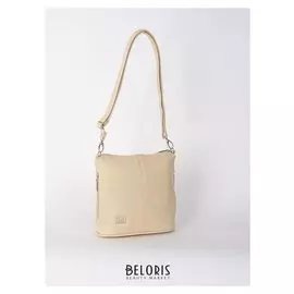 Сумка женская, отдел на молнии, наружный карман, длинный ремень, цвет светло-бежевый