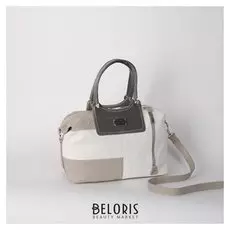 Сумка женская, отдел на молнии, наружный карман, длинный ремень, цвет белый/серый