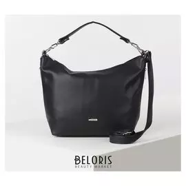 Сумка женская, отдел на молнии, наружный карман, длинный ремень, цвет чёрный