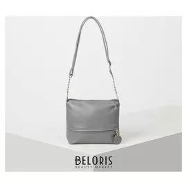 Сумка женская, отдел на молнии, наружный карман, длинный ремень, цвет серый