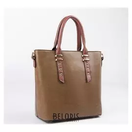 Сумка женская, отдел на молнии, наружный карман, длинный ремень, цвет хаки