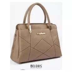 Сумка женская, отдел на молнии, наружный карман, длинный ремень, цвет бежевый