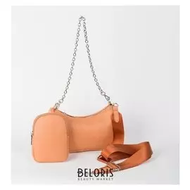 Сумка женская, отдел на молнии, наружный карман, длинный ремень, цвет оранжевый