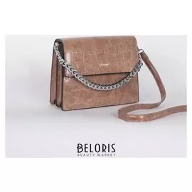 Сумка женская, отдел на молнии, наружный карман, длинный ремень, цвет пудра