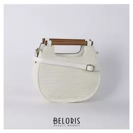 Сумка женская, отдел на молнии, наружный карман, длинный ремень, цвет белый