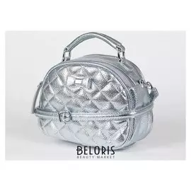 Сумка женская, отдел на молнии, наружный карман, длинный ремень, цвет серебро