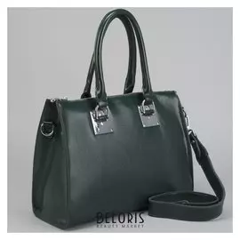 Сумка женская, отдел на молнии, наружный карман, длинный ремень, цвет зелёный