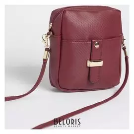 Сумка женская, отдел на молнии, наружный карман, длинный ремень, цвет бордовый