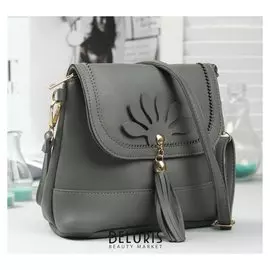 Сумка женская, отдел на молнии, наружный карман, регулируемый ремень, цвет серый