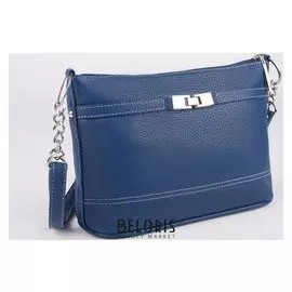 Сумка женская, отдел на молнии, наружный карман, длинный ремень, цвет синий