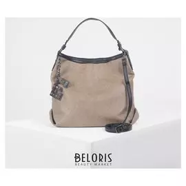 Сумка женская, отдел на молнии, наружный карман, длинный ремень, цвет бежевый