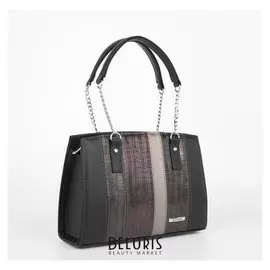 Сумка женская, отдел на молнии, наружный карман, длинный ремень, цвет чёрный