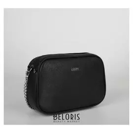 Сумка женская, отдел на молнии, наружный карман, длинный ремень, цвет чёрный