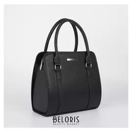 Сумка женская, отдел на молнии, наружный карман, длинный ремень, цвет чёрный