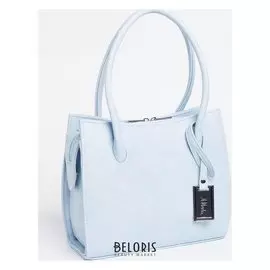 Сумка женская, отдел на молнии, наружный карман, длинный ремень, цвет голубой