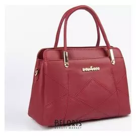 Сумка женская, отдел на молнии, наружный карман, длинный ремень, цвет красный