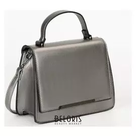 Сумка женская, отдел на молнии, наружный карман, длинный ремень, цвет серебристый