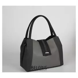 Сумка женская, отдел на молнии, наружный карман, длинный ремень, цвет серый