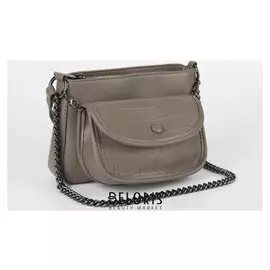 Сумка женская, отдел на молнии, наружный карман, длинный ремень, цвет серый